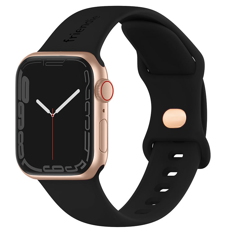 Silicone Sports Band Black with Gold Pin - The Noosa Small - Compatible with Apple Watch Size 38mm to 41mm