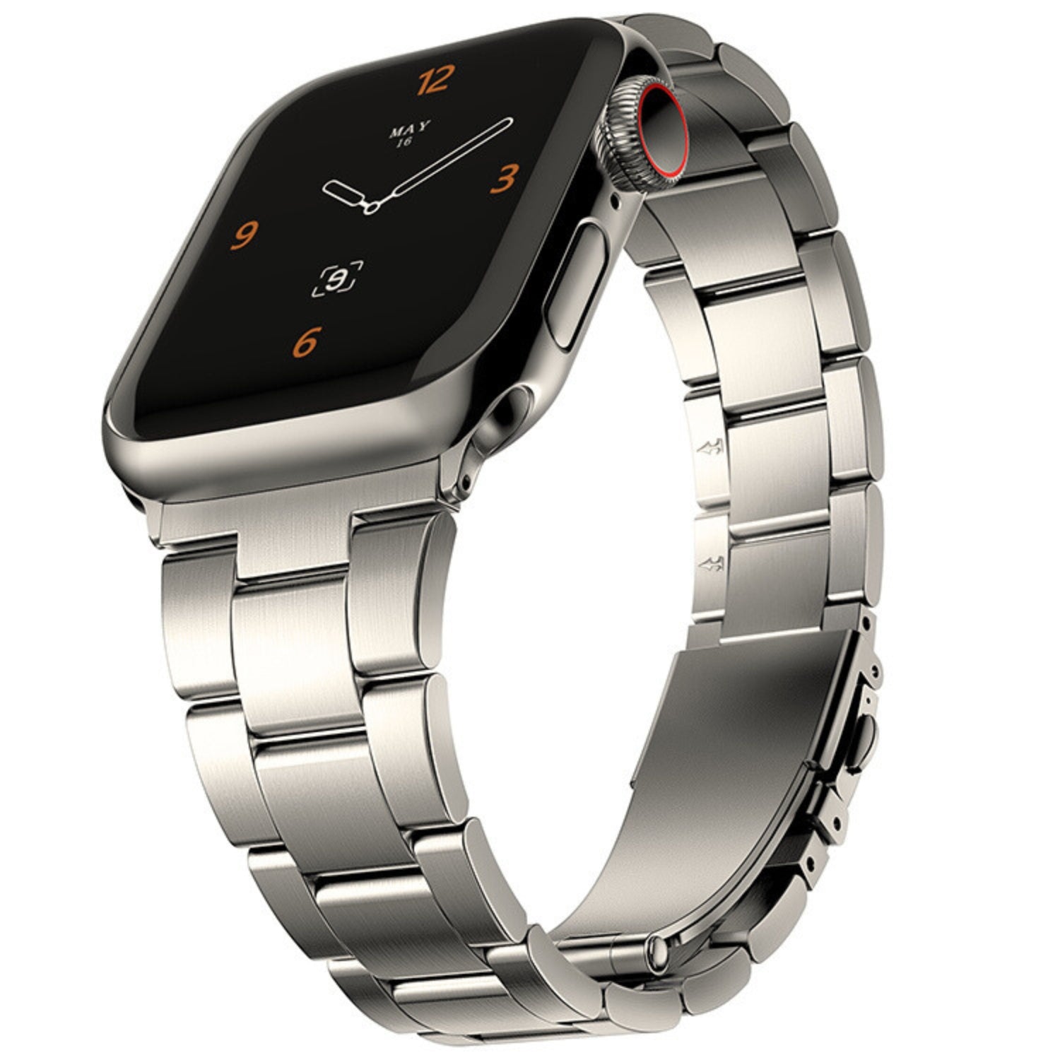 Stainless Steel Link Bracelet Band Small - The Sydney in Titanium - Compatible with Apple Watch Size 38mm to 41mm