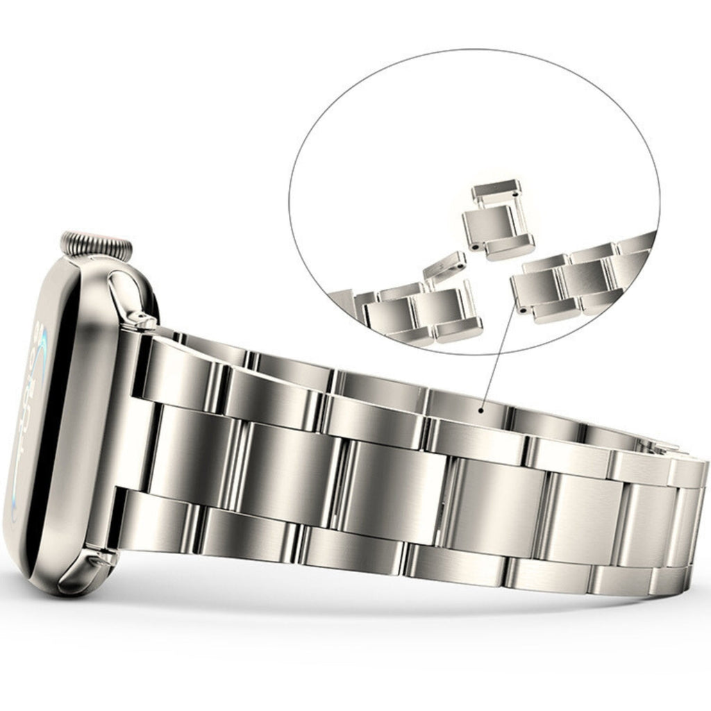 Stainless Steel Link Bracelet Band Small - The Sydney in Titanium - Compatible with Apple Watch Size 38mm to 41mm