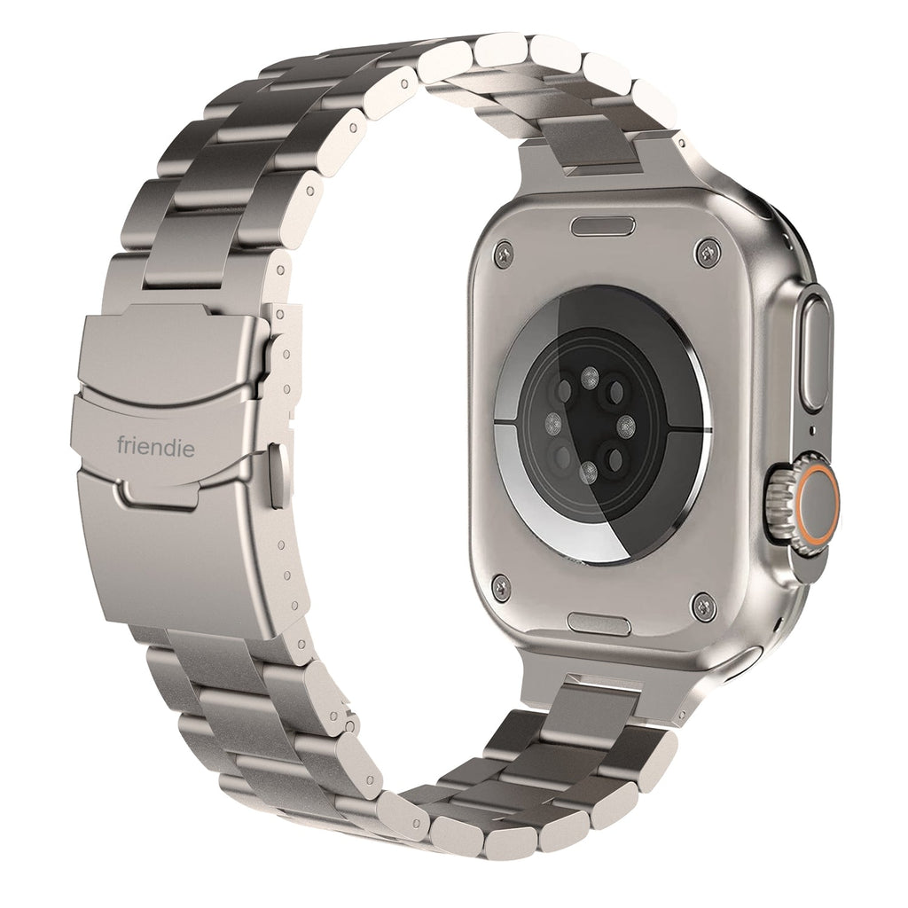 Stainless Steel Link Bracelet Band (Ultra) – The Sydney Ultra in Titanium – Compatible with Apple Watch Ultra (Friendie size Large)