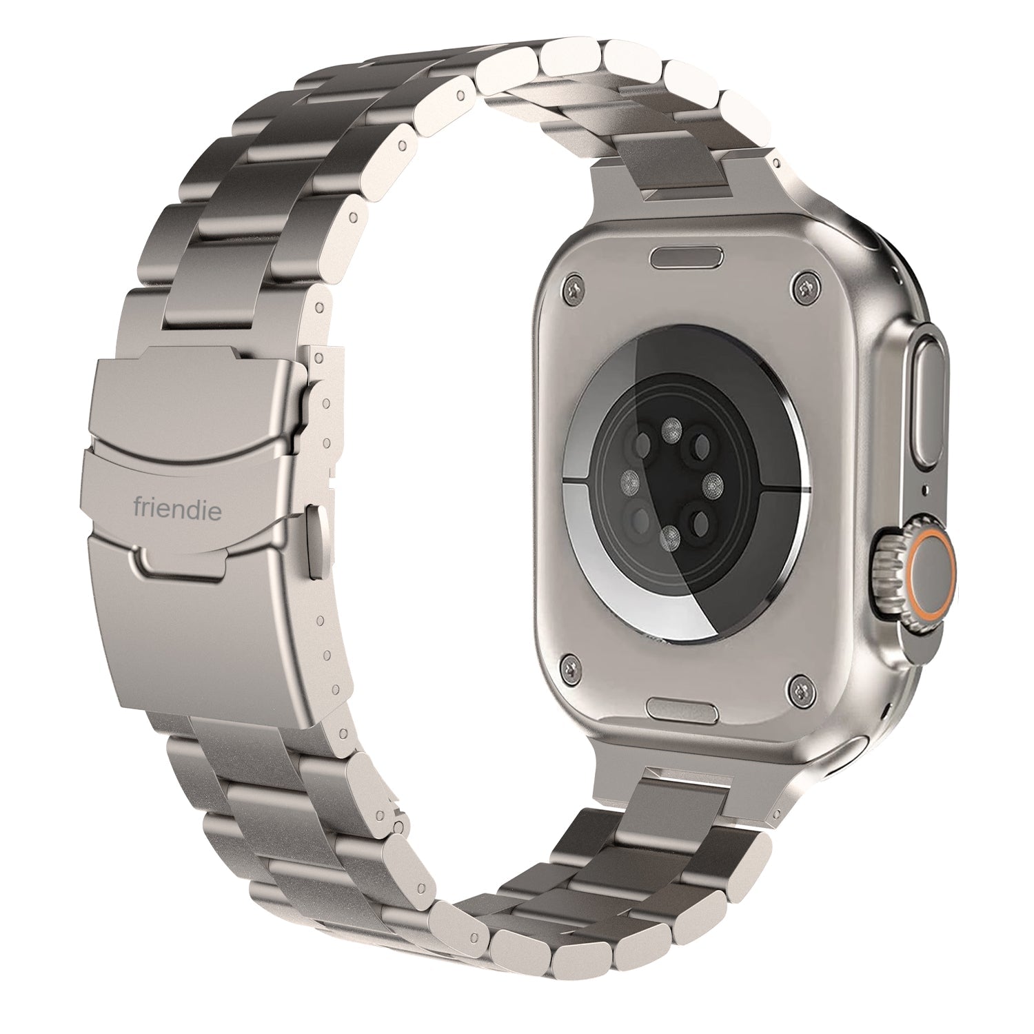 Stainless Steel Link Bracelet Band (Ultra) – The Sydney Ultra in Titanium – Compatible with Apple Watch Ultra (Friendie size Large)