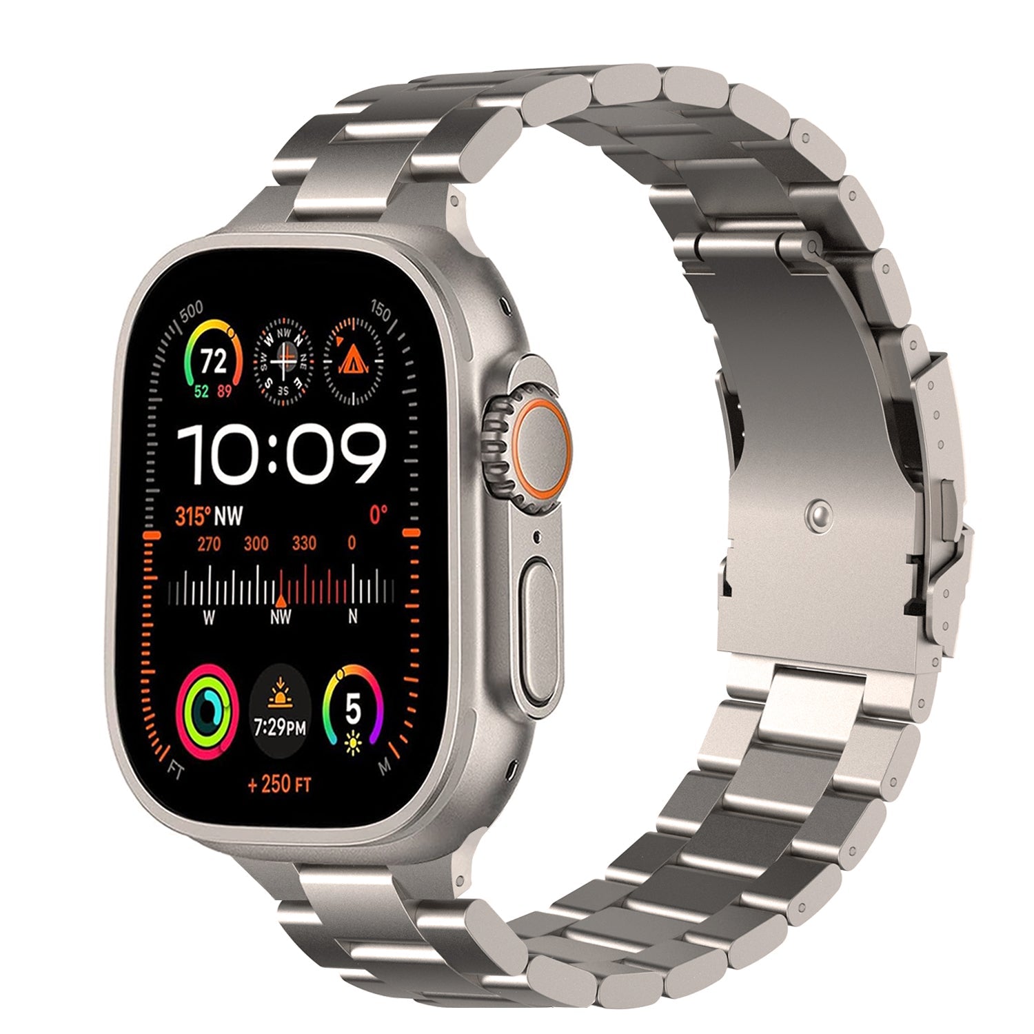 Stainless Steel Link Bracelet Band (Ultra) – The Sydney Ultra in Titanium – Compatible with Apple Watch Ultra (Friendie size Large)