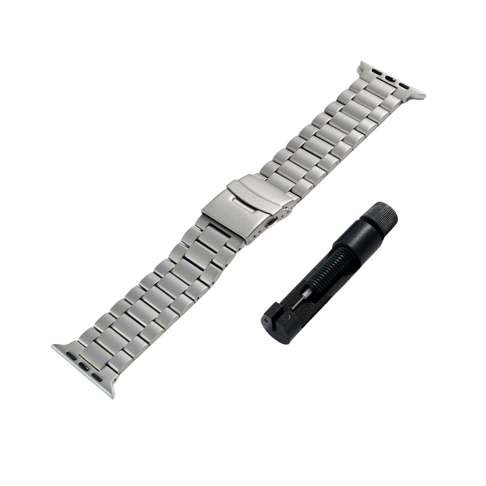 Stainless Steel Link Bracelet Band (Ultra) – The Sydney Ultra in Titanium – Compatible with Apple Watch Ultra (Friendie size Large)