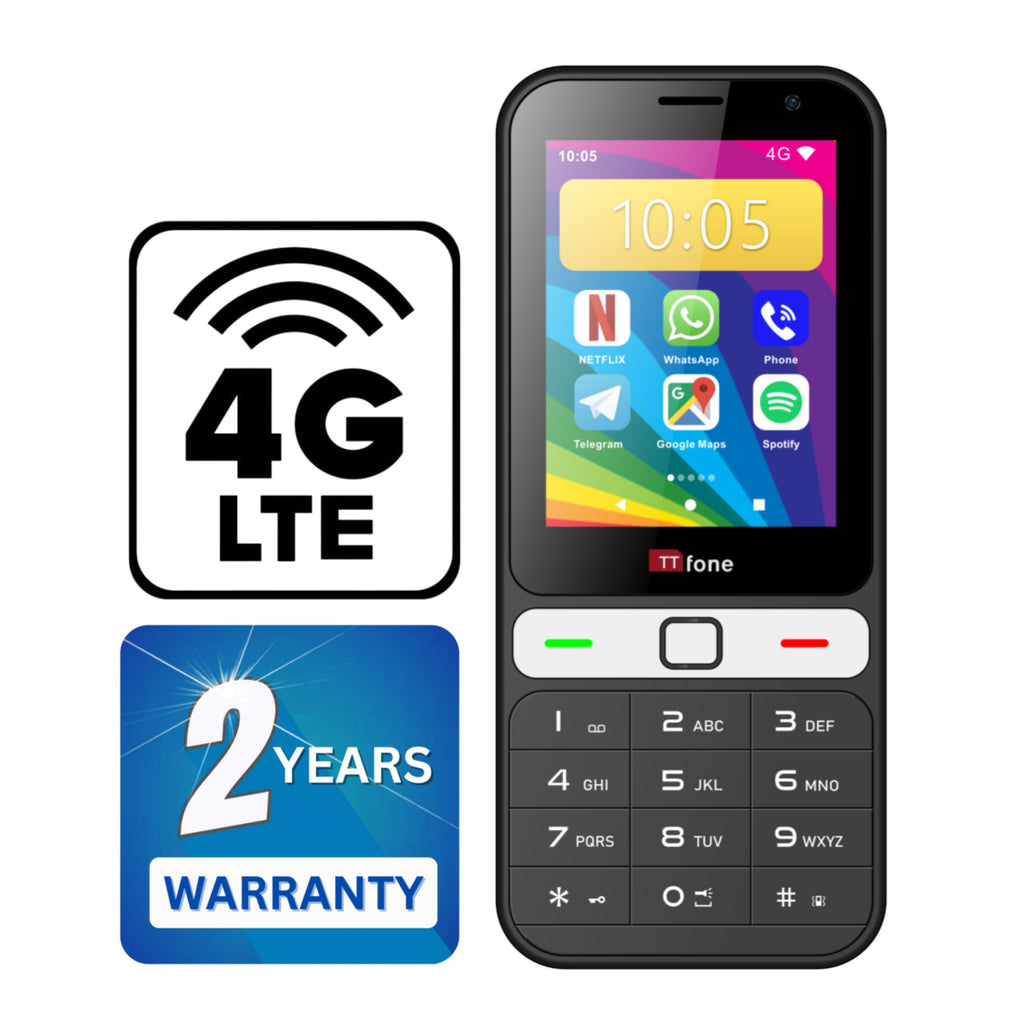 TTfone TT280 4G – Easy to Use Unlocked Mobile, compatible with Vodafone SIM and includes a Dock charger